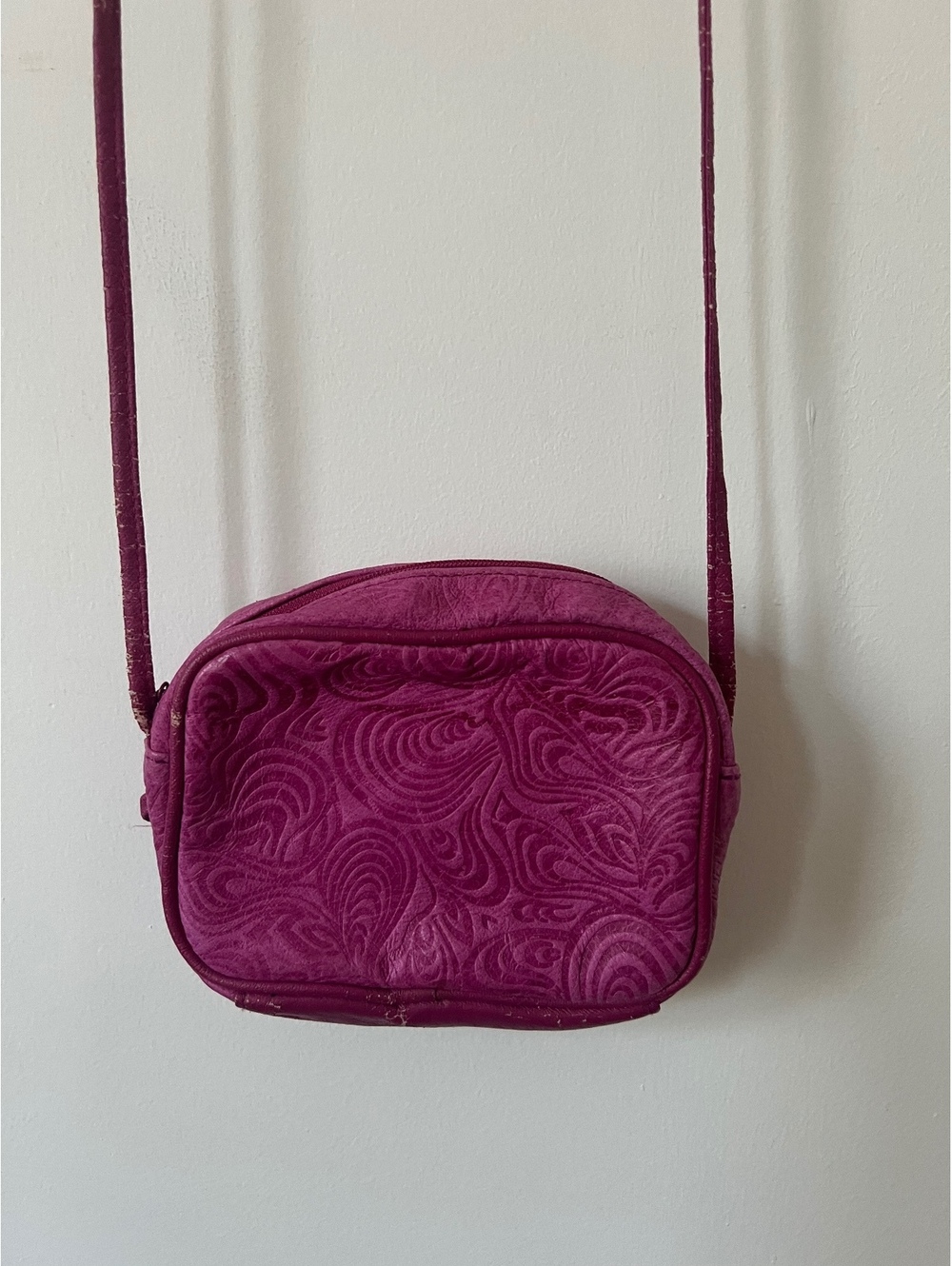 Pink Embossed Mini Crossbody Bag